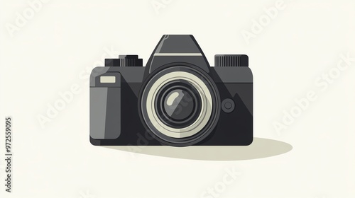 Flat illustration of a black camera.