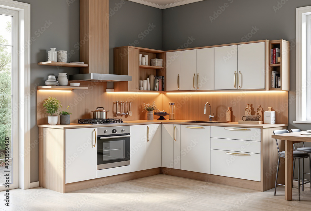 Fototapeta premium interior bright kitchen in a classic style