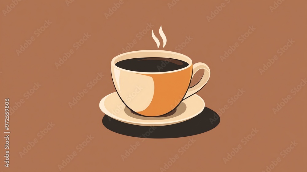 A simple illustration of a cup of coffee on a saucer. A simple illustration of a cup of coffee on a saucer.