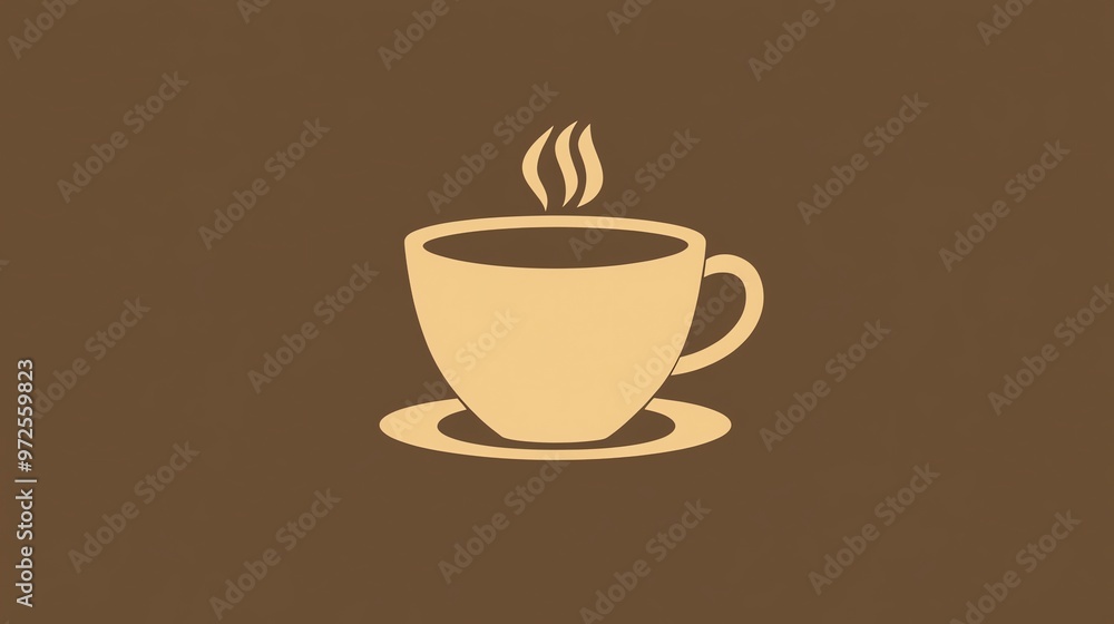 Fototapeta premium A simple illustration of a cup of coffee with steam rising from it.
