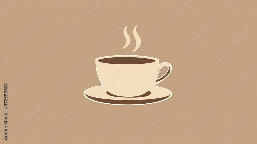 Simple illustration of a steaming cup of coffee on a saucer. Simple illustration of a steaming cup of coffee on a saucer.