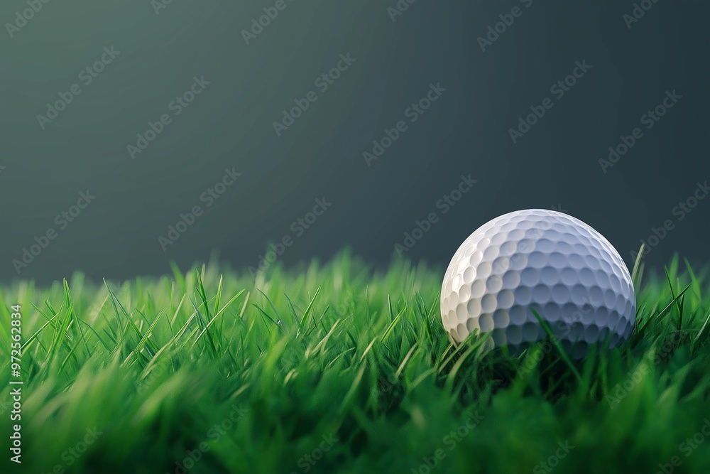 Fototapeta premium Golf ball on the grass with a blurred background 