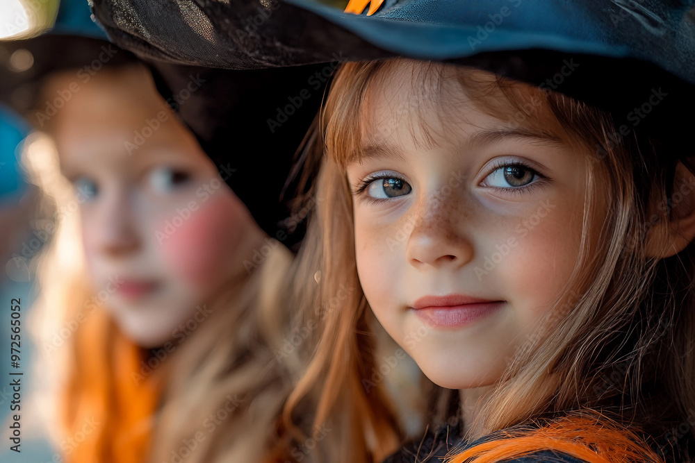Ai generated image of cute kids in halloween costumes Ai generated image of cute kids in halloween costumes