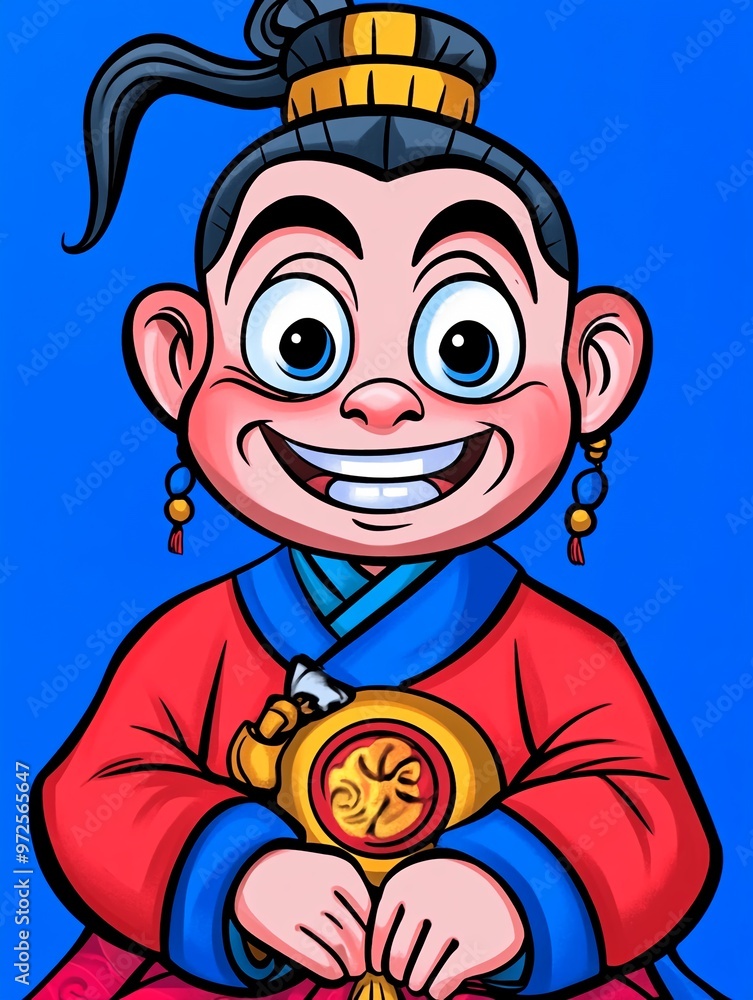 Humorous Chibi General: A Playful Cartoon Representation of a Chinese Official , Soldier , General Humorous Chibi General: A Playful Cartoon Representation of a Chinese Official , Soldier , General