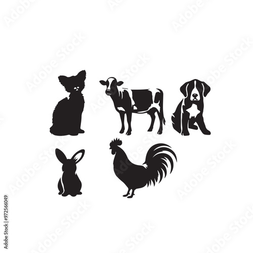 Domestic animal silhouette. Domestic animal vector design isolated on white background.