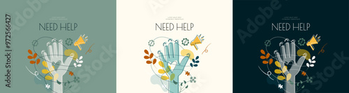 Set of 'Need Help' banners.