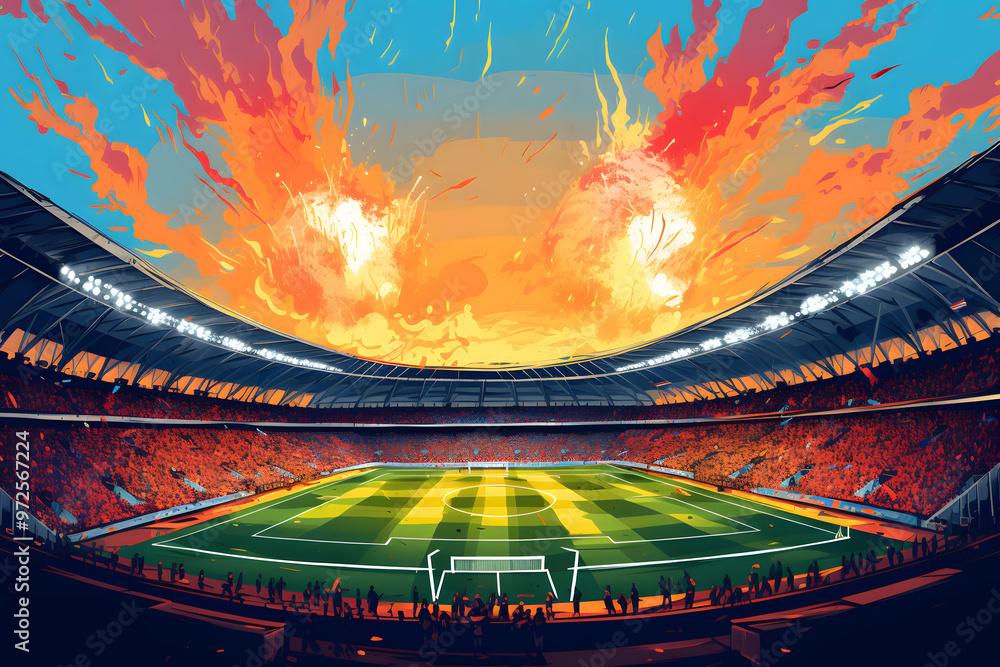 Obraz premium pop art style illustration of a football stadium
