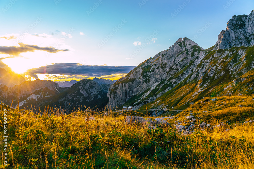 Obraz premium The Julian Alps, a mountain range of the Southern Limestone Alps that stretch from northeastern Italy to Slovenia