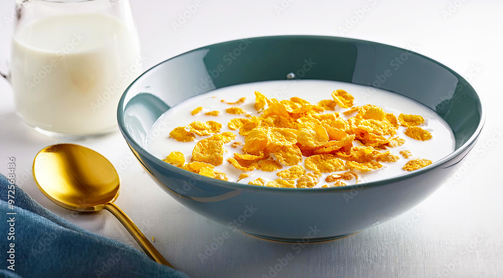 A bowl of cereal with milk A bowl of cereal with milk