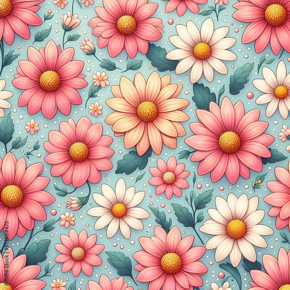 A wallpaper of seamless flowers pattern background A wallpaper of seamless flowers pattern background