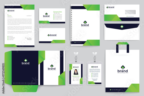 Green and black stationery design