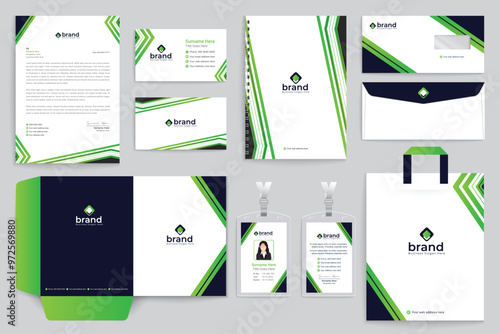 Green and black stationery design