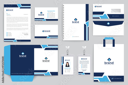 Blue and black color stationery design