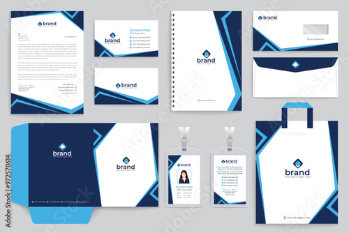 Blue and black color stationery design