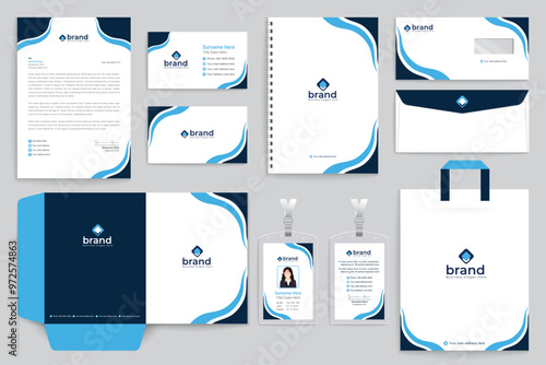 Blue and black color stationery design