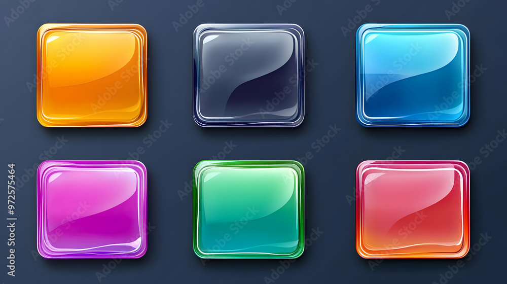 Colorful Glass Buttons Animation on Dark Background Colorful Glass Buttons Animation on Dark Background