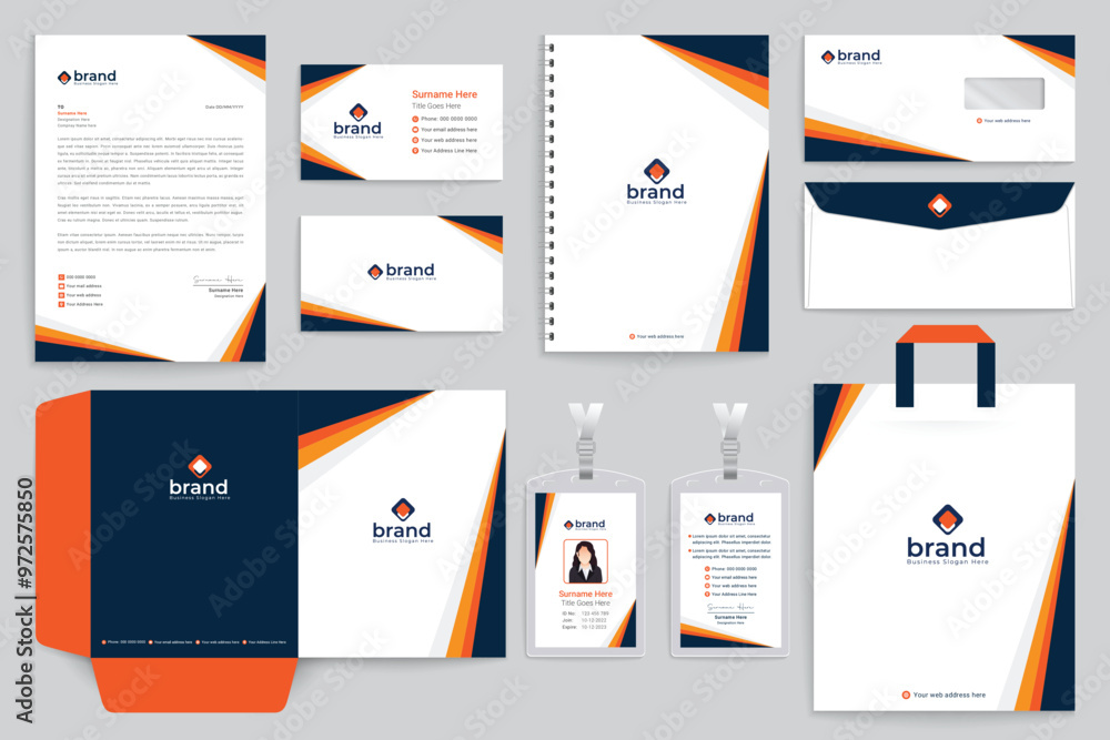 Orange shape stationery design Orange shape stationery design