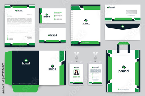 Green and black stationery design