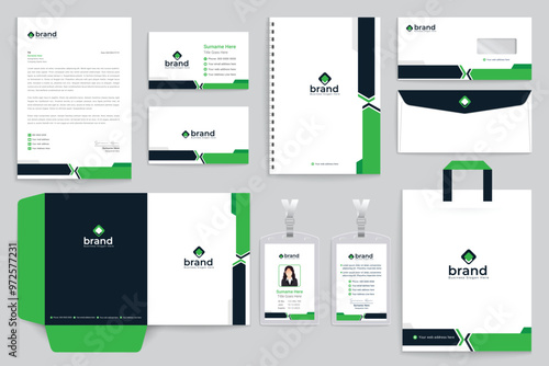 Green and black stationery design