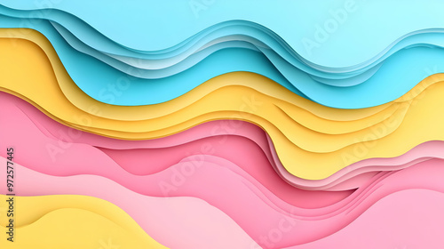 Colorful Paper Cutout Waves Abstract Background Animation