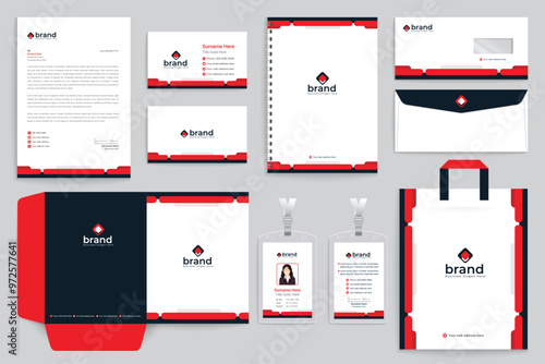 Red color stationery design