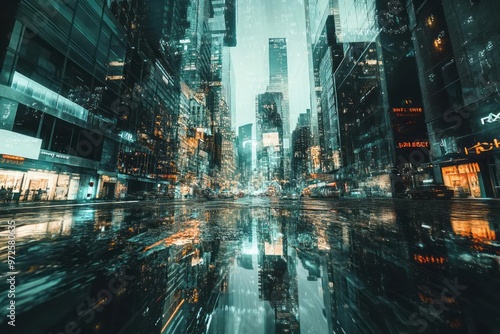 Futuristic cityscape: hyper-real, surreal, immersive