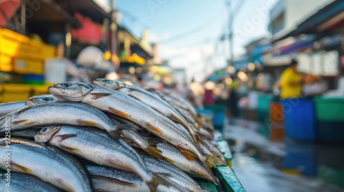 Vibrant Thai Fish Market: A Dynamic Scene of Fresh Fish and Lively Stalls photo