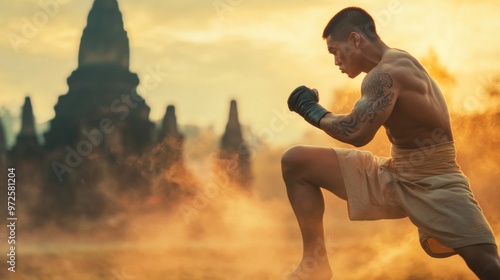 Muay Boran Fighter in Focus: The Power of Tradition Through Fog and Light