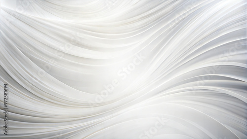 Elegant abstract background, serene mood, flowing white waves, smooth texture, copy space