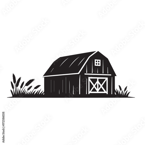 Barn black vector design. Barn silhouette. Barn logo, icon black and white.