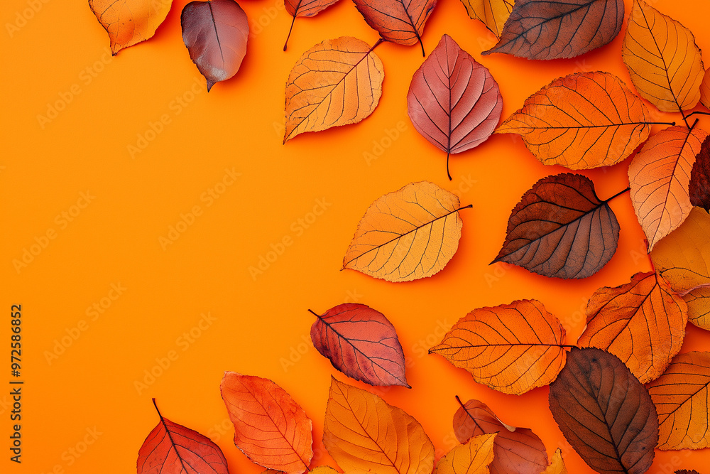 A frame made from autumn leaves on bright orange background. Autumn love, romance, welcoming fall. Autumn vibes, lifestyle and holidays. Hello autumn concept, fallen leaves A frame made from autumn leaves on bright orange background. Autumn love, romance, welcoming fall. Autumn vibes, lifestyle and holidays. Hello autumn concept, fallen leaves