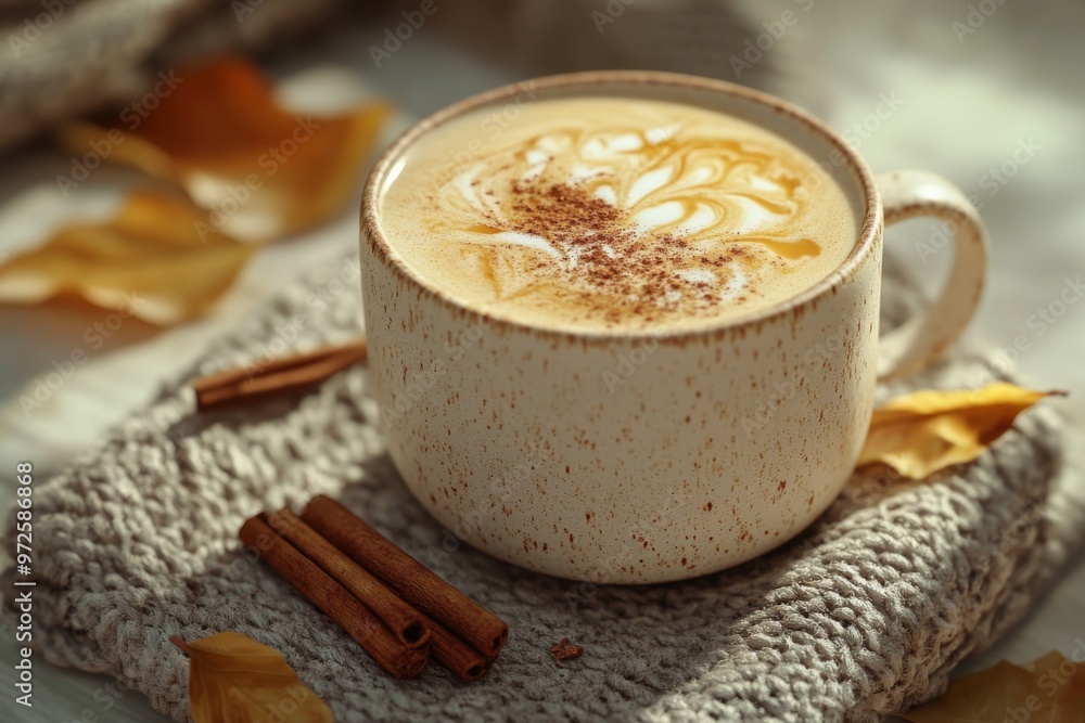 a rich and creamy cup of maple syrup latte with a sprinkle of cinnamon and a few dried leaves a rich and creamy cup of maple syrup latte with a sprinkle of cinnamon and a few dried leaves