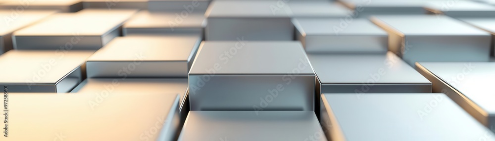 3D background with blocks forming a stepped pattern, metallic textures, soft gradients, and reflective surfaces geometric blocks, stepped 3D background with blocks forming a stepped pattern, metallic textures, soft gradients, and reflective surfaces geometric blocks, stepped