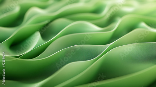 Flowing green abstract background with elegant shapes, modern design adds depth and dimension, light and shadow play beautifully