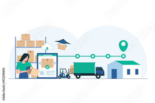 Warehouse Team Coordinating Logistics and Inventory Management. Illustration of Efficient Teamwork in Streamlining Supply Chain Operations. Illustration