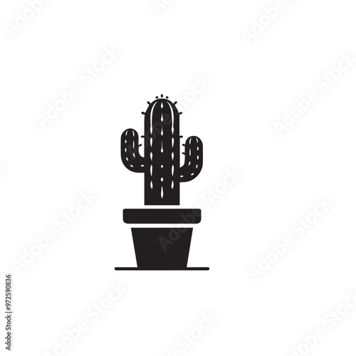 Cactus vector illustration. Desert cactus logo, icon design isolated on white background.