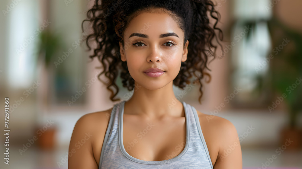 Young Happy Fit Sporty Slim Hispanic Woman Yoga Young Happy Fit Sporty Slim Hispanic Woman Yoga