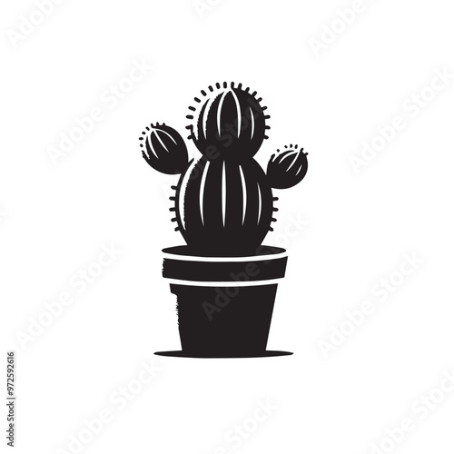 Cactus vector illustration. Desert cactus logo, icon design isolated on white background.