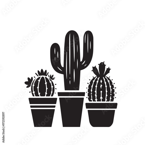 Cactus vector illustration. Desert cactus logo, icon design isolated on white background.