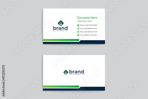 Green color business card design