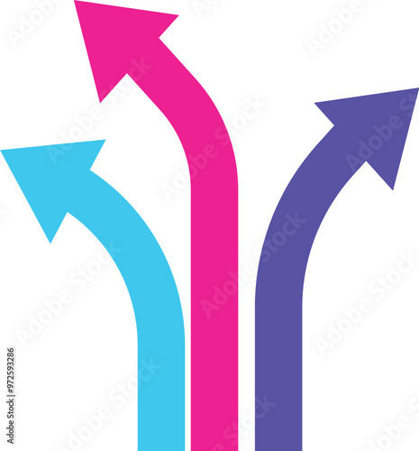 Symbol of three arrows pointing in different directions