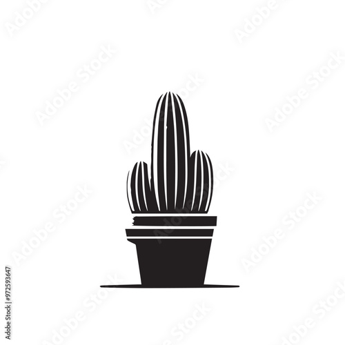 Cactus vector illustration. Desert cactus logo, icon design isolated on white background.