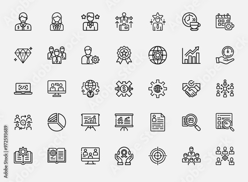 business teamwork success themed icon collection