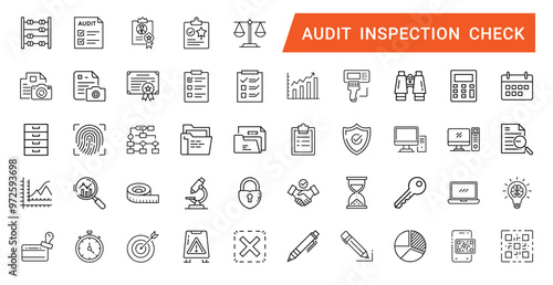 audit inspection check themed icon collection