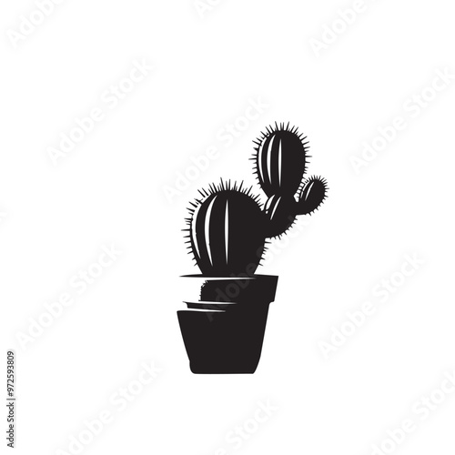 Cactus vector illustration. Desert cactus logo, icon design isolated on white background.