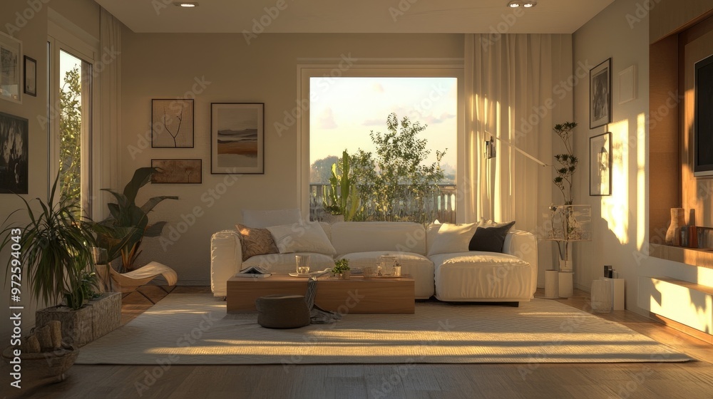 Fototapeta premium Interior of living room with sofa rendering