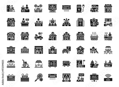 urban amenities modern glyphs city services