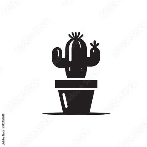 Cactus vector illustration. Desert cactus logo, icon design isolated on white background.