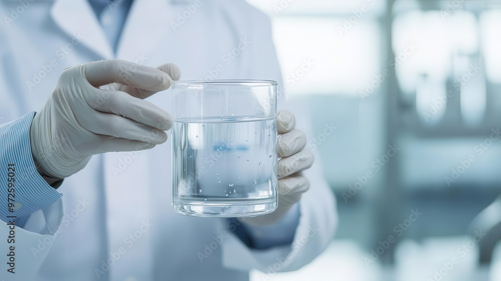 Inspector checking water quality in lab, testing samples for contamination, Environmental inspection, water quality control Inspector checking water quality in lab, testing samples for contamination, Environmental inspection, water quality control