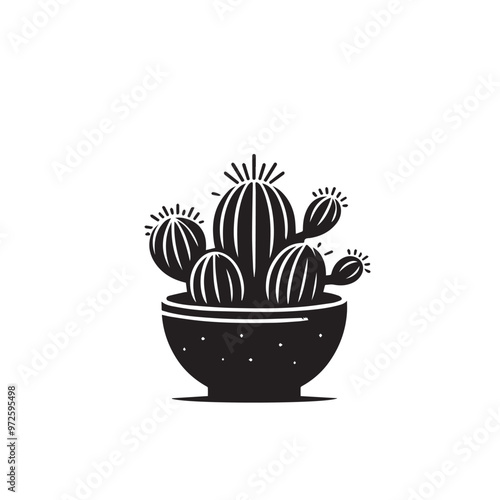 Cactus vector illustration. Desert cactus logo, icon design isolated on white background.